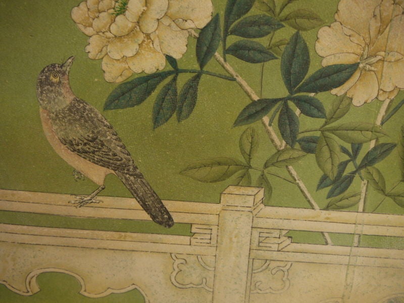 20th Century Framed Handpainted Chinese wallpaper