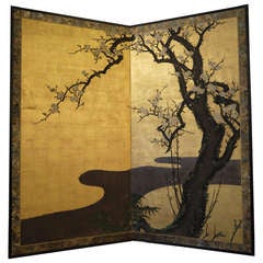 Japanese Screen with Cherry Blossoms