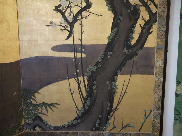 Japanese Screen with Cherry Blossoms In Good Condition In New York, NY