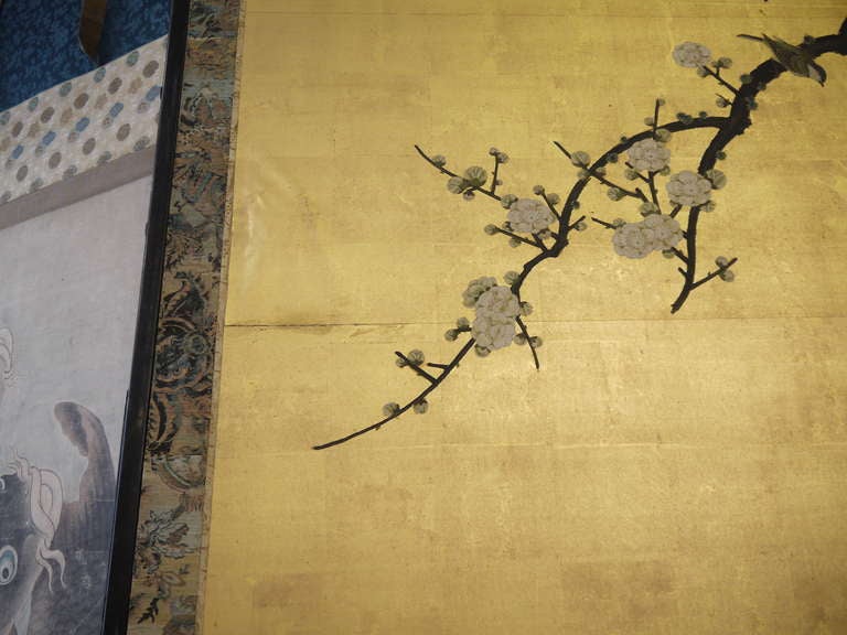 19th Century Japanese Screen with Cherry Blossoms