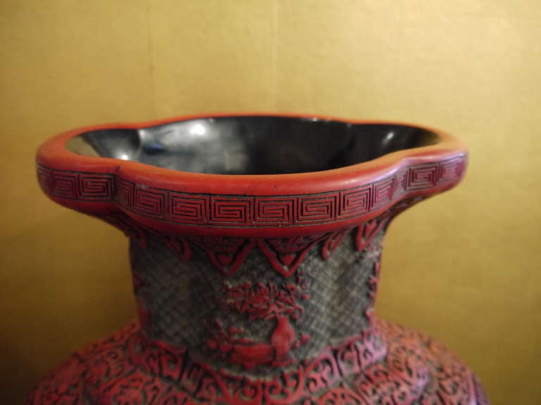 19th Century Large Chinese Cinnabar Vase