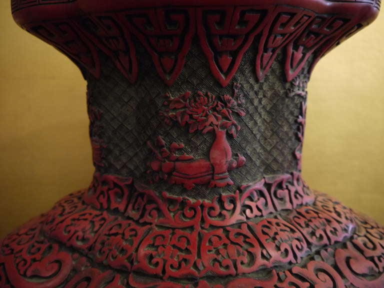 Large Chinese Cinnabar Vase 1