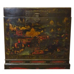 Large Antique Chinese Lacquer Trunk