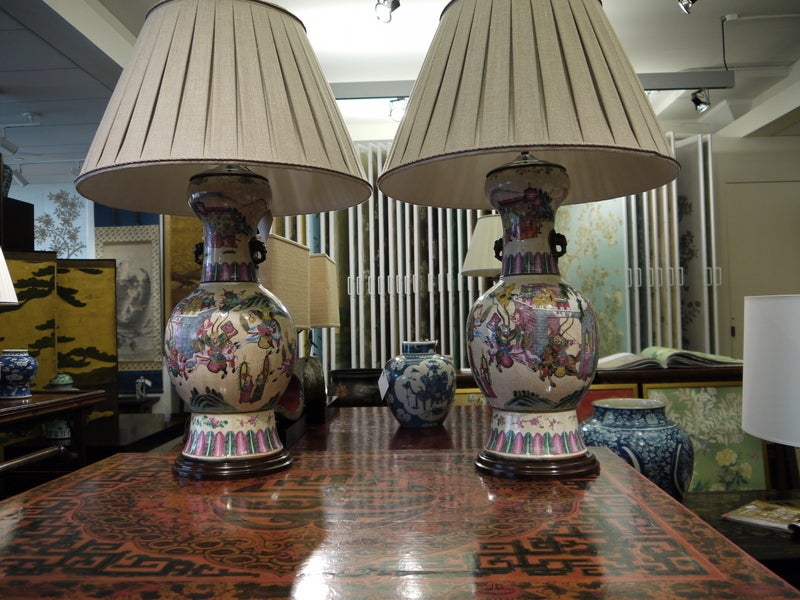 Large Pair of Chinese Vases, as Lamps