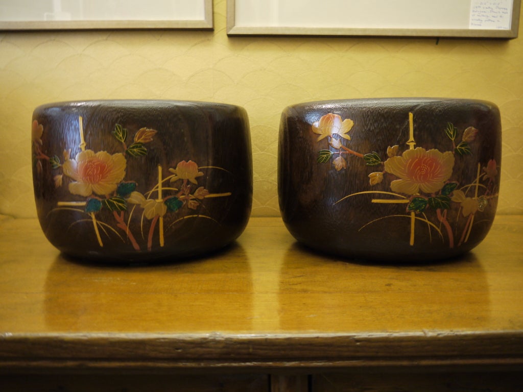 Pair of antique Japanese hibachis