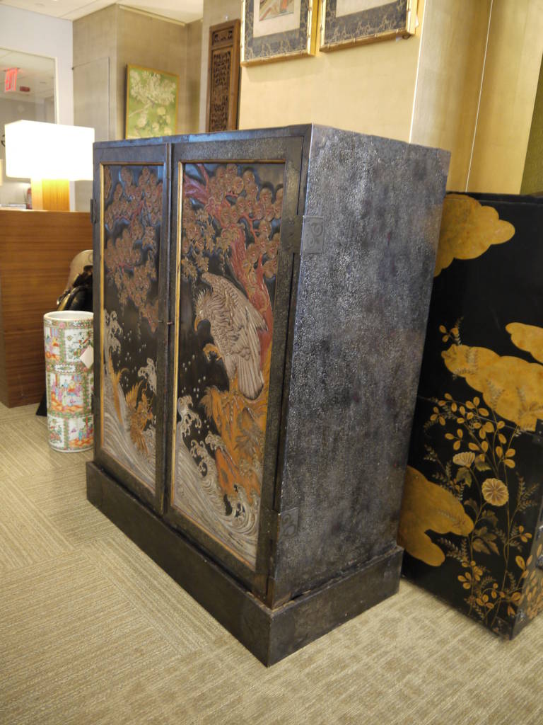 19th Century Dramatic Japanese Lacquer Cabinet