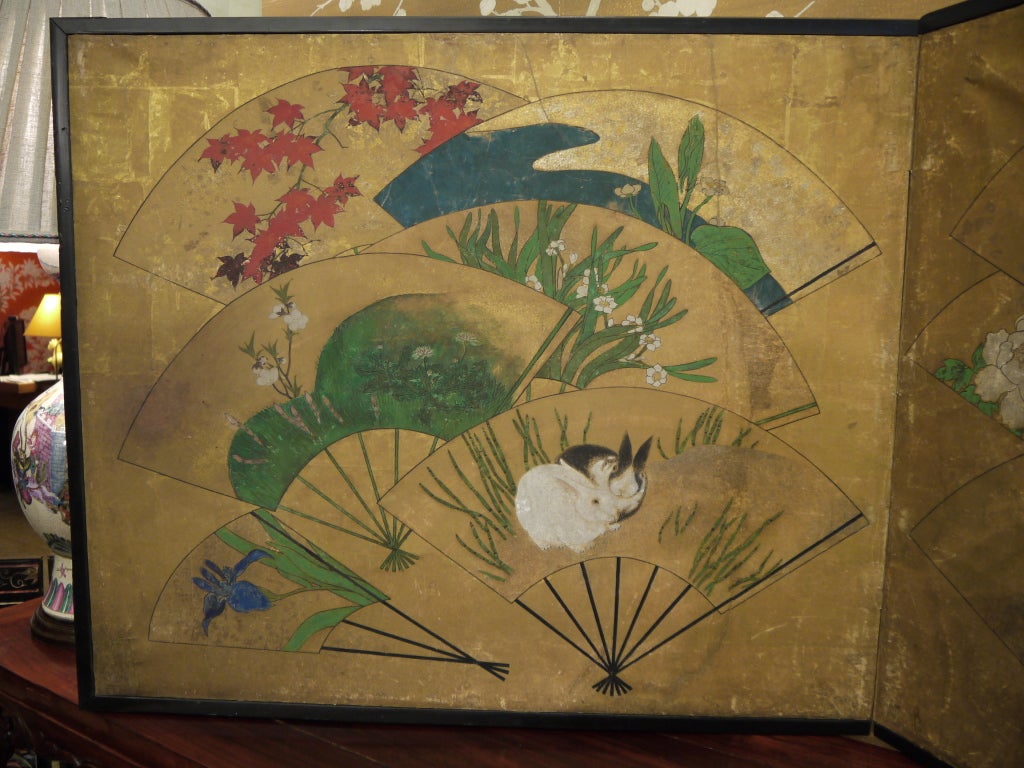 18th c. Japanese Screen with Fans