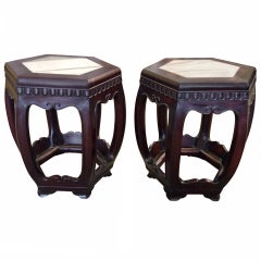 Pair of Antique Chinese Wooden Stools