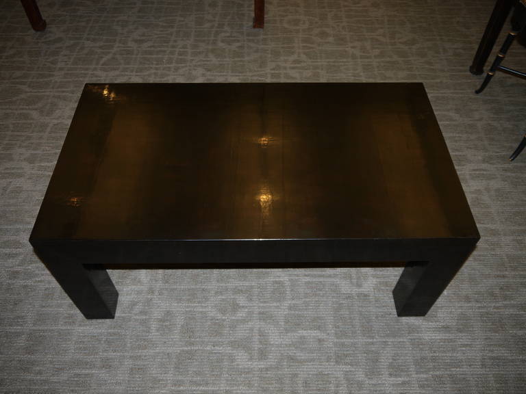 American Vintage Gracie Black Lacquer Parsons Coffee Table
