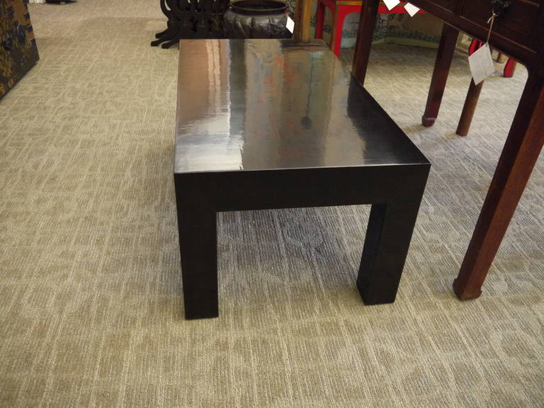 Vintage Gracie Black Lacquer Parsons Coffee Table In Excellent Condition In New York, NY