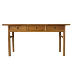 Antique Chinese Elmwood Table with Drawers 6