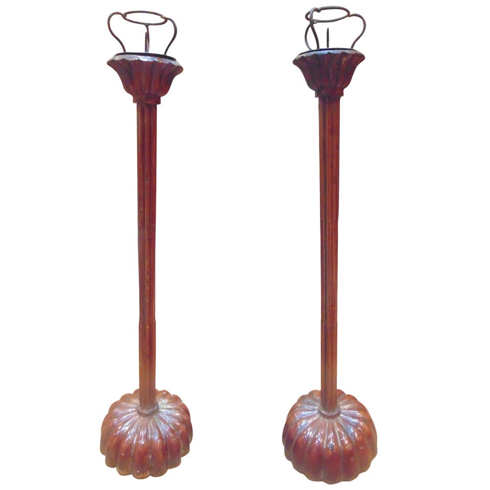 Pair of Japanese Shokudai Candle Stands For Sale