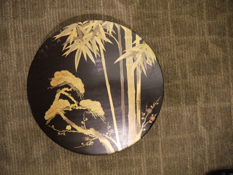 Lacquered Pair of Japanese Round Storage Boxes