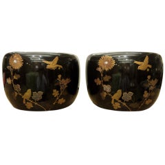 Pair of Japanese Lacquer Hibachi