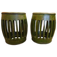Pair of Chinese Green Garden Seats