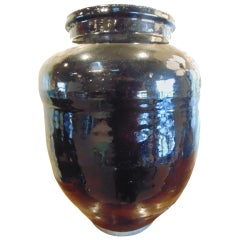 Large Black Japanese Jar
