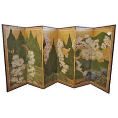 Edo Period Six Fold Japanese Screen