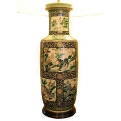 Large 19th Century Chinese Famille Noire Vase as Lamp 1