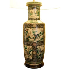 Large 19th Century Chinese Famille Noire Vase as Lamp