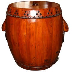 Chinese Wooden Rice Storage Barrel, c. 1900