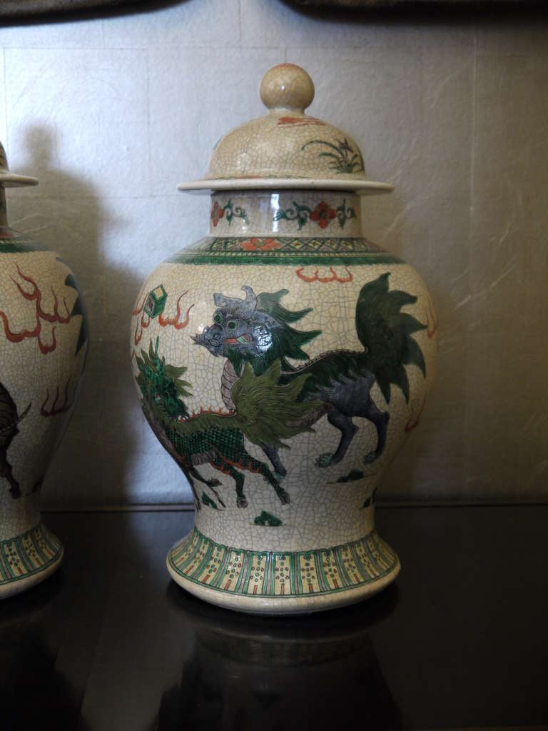 Large Pair of Chinese Temple Jars For Sale at 1stdibs