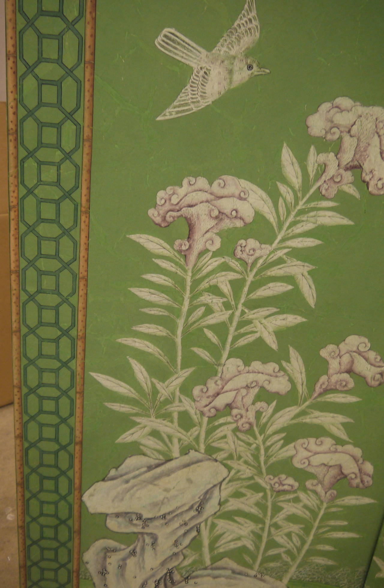 Contemporary Gracie Handpainted Chinese Wallpaper Screen