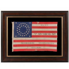 Antique 35 Stars in a Double Wreath Pattern on a Civil War Veteran's Flag