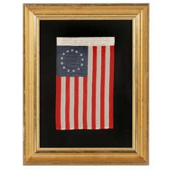 Vintage Entirely Hand-Sewn 13 Star Flag Made by Rachel Albright, Granddaughter of Betsy Ross