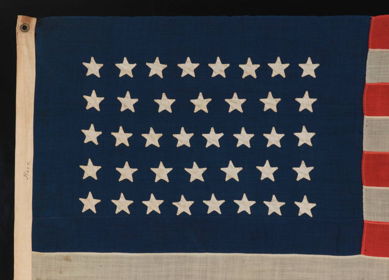 38-Star Flag with Hand-Sewn Stars, Colorado Statehood In Good Condition In York County, PA