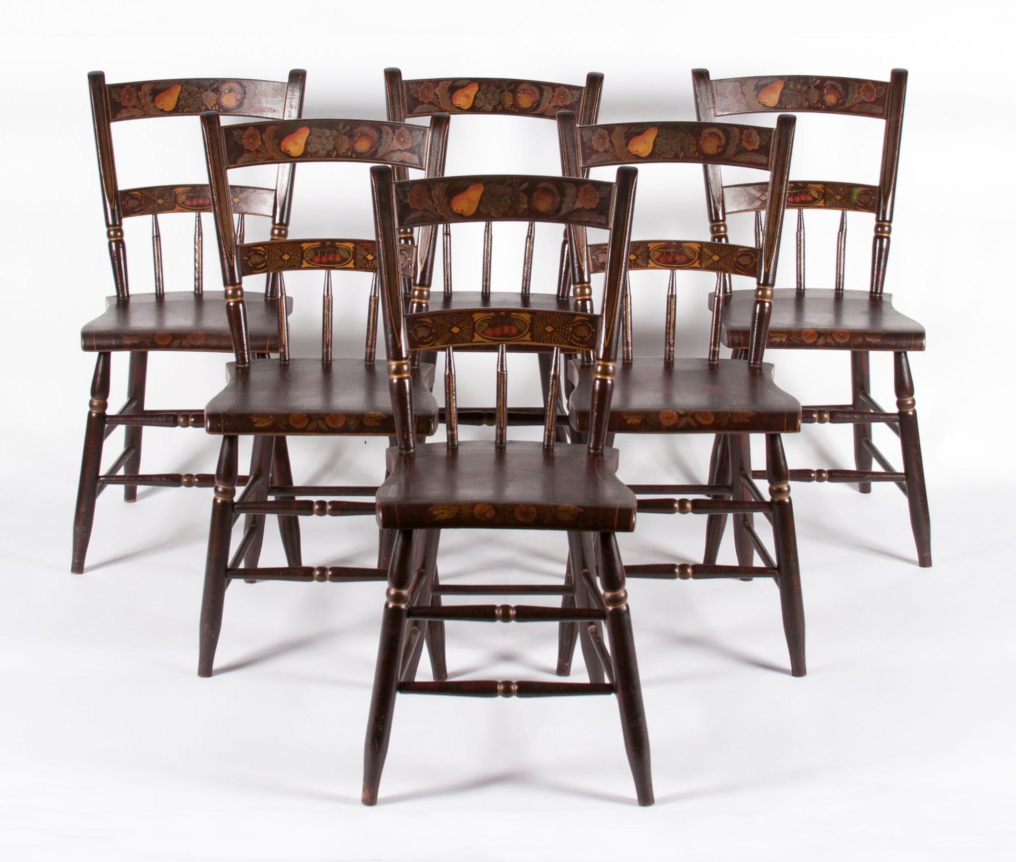 Antique Paint Decorated Chairs, Pennsylvania, 1845-66, Set of 6
