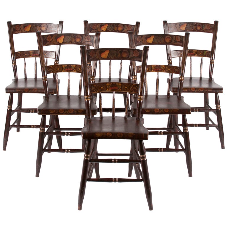 Antique Paint Decorated Chairs, Pennsylvania, 184566, Set of 6 at 1stDibs