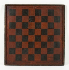 Large & Impressive, Paint Decorated Game Board in Red & Black, circa 1845