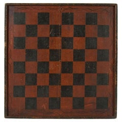 Large & Impressive, Paint Decorated Game Board in Red & Black, circa 1845