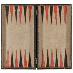 Paint-decorated, Book-box Style, Folding Backgammon Board
