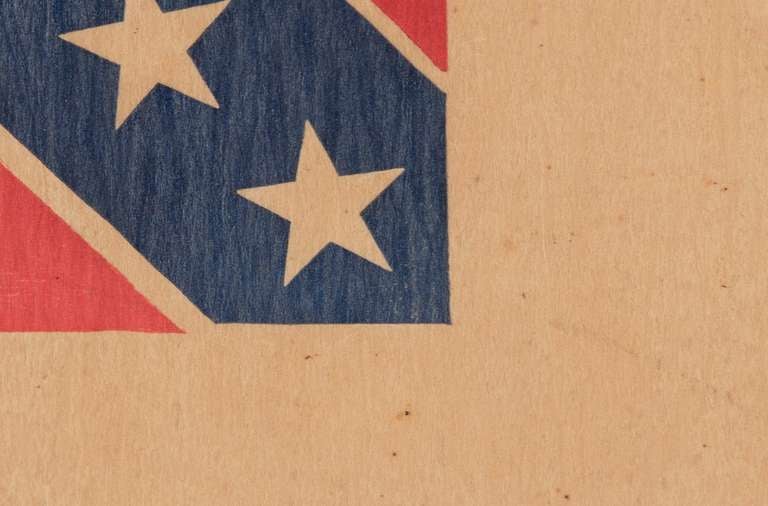 American Unusual Confederate Flag in the 3rd National Format, Printed on Heavy Parchment, 1884-1910