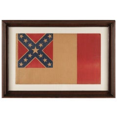 Antique Unusual Confederate Flag in the 3rd National Format, Printed on Heavy Parchment, 1884-1910