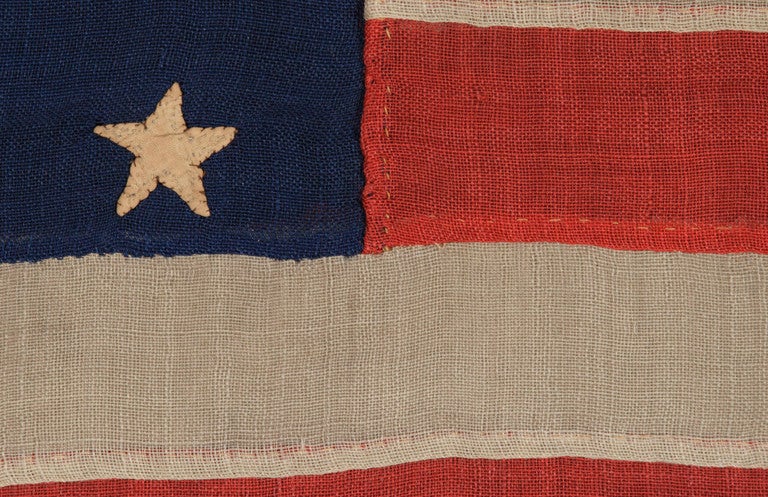 Antique Civil War Era Flag with 36 Stars, Made in New York City, Signed, 1864-67 In Good Condition In York County, PA