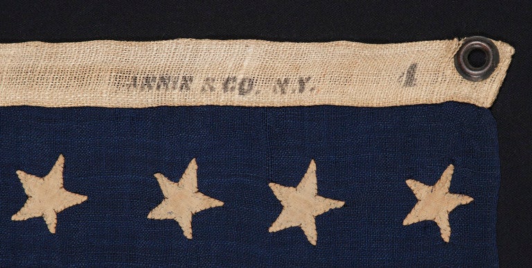 19th Century Antique Civil War Era Flag with 36 Stars, Made in New York City, Signed, 1864-67