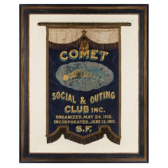 Vintage Silk Banner with Gilded and Hand-Painted Lettering and Bullion Trim