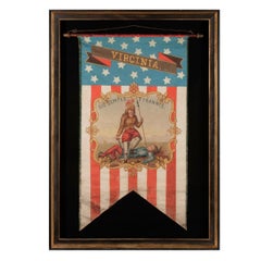 Antique Hand-Painted Patriotic Banner with the Seal of the State of Virginia