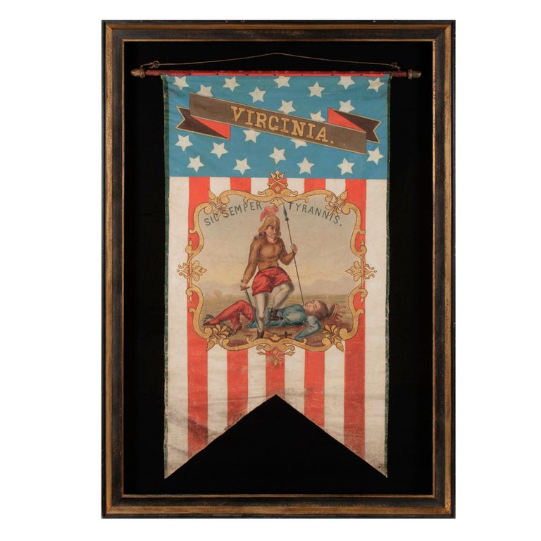 Hand-Painted Patriotic Banner with the Seal of the State of Virginia For Sale
