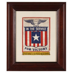 Vintage WWII Son-In-Service Banner with an Eagle, a Shield, and a "V" for Victory