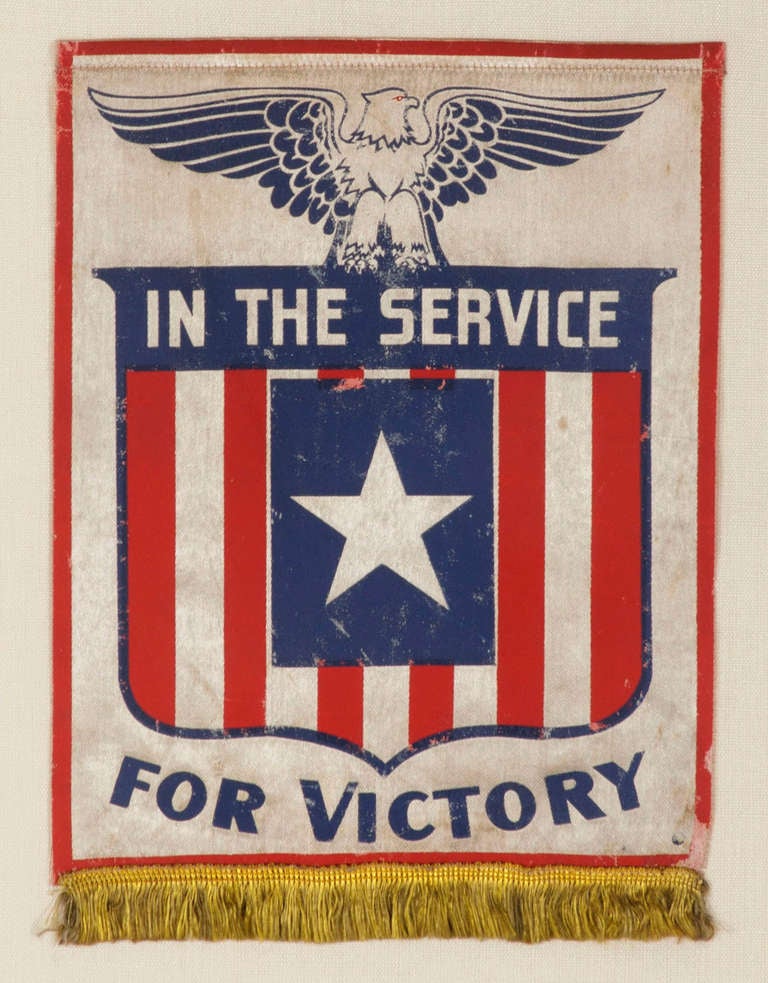 WWII SON-IN-SERVICE BANNER WITH AN EAGLE, A SHIELD, AND A 