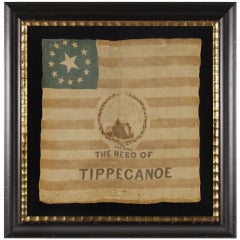 Rare drapeau politique américain ancien:: campagne de William Henry Harrison en 1840
