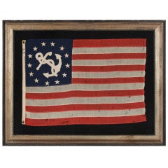 Antique American Private Yacht Flag, Marked US Army Standard Bunting, 1895-1910