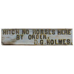 Late 19th Century Sign in Blue and Yellow Paint
