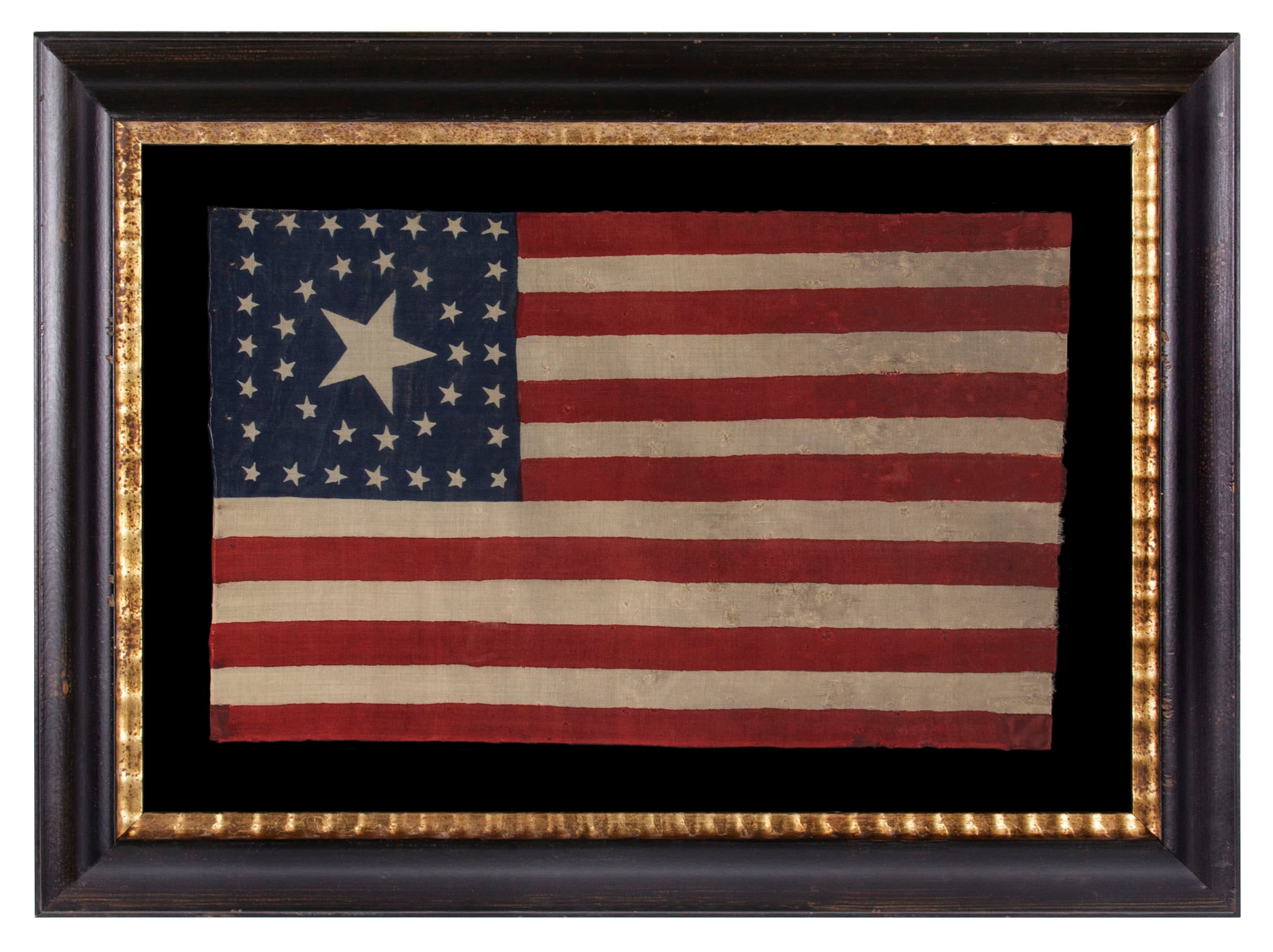 38 Star Antique American Flag, Rare Circle-in-a-Square Pattern, Colorado