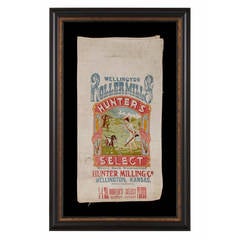 Antique WWI Hunger Relief Flour Sack, Printed in Kansas and Embroidered in Belgium