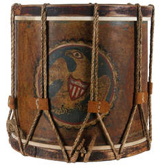 Antique Early American Militia Drum with Dramatic Folk-Style Eagle