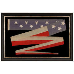 Twenty-Foot U.S. Navy Commissioning Pennant With 13 Stars In A Two Row Arragement